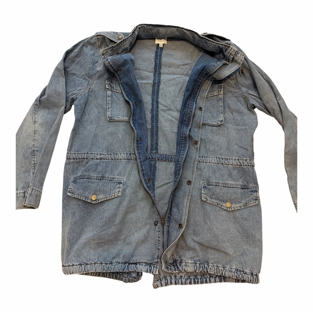 Hayden Los Angeles Distressed Wash Jean Jacket Zip and Button up Jacket size L - Picture 5 of 5